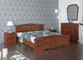 Кровать Елена из массива сосны 1400*2000 Орех в Нюрбе - nyurba.katalogmebeli.com | фото