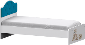 Кровать Каспер с мягкой спинкой и фотопечатью (800х1900)  Белый/Бирюза в Нюрбе - nyurba.katalogmebeli.com | фото