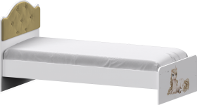 Кровать Каспер с мягкой спинкой и фотопечатью (800х1900)  Белый/Ваниль в Нюрбе - nyurba.katalogmebeli.com | фото