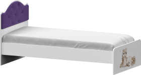 Кровать Каспер с мягкой спинкой и фотопечатью (900х1900)Белый/Фиолетовый в Нюрбе - nyurba.katalogmebeli.com | фото