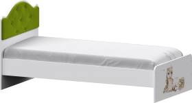 Кровать Каспер с мягкой спинкой и фотопечатью (900х1900)Белый/Лайм в Нюрбе - nyurba.katalogmebeli.com | фото