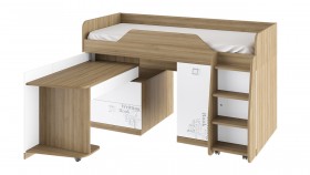 Кровать комбинированная «Оксфорд» (Ривьера/Белый с рисунком) в Нюрбе - nyurba.katalogmebeli.com | фото 3