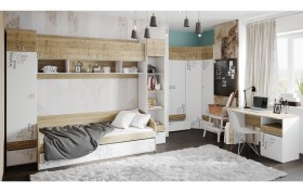 Кровать комбинированная «Оксфорд» (Ривьера/Белый с рисунком) в Нюрбе - nyurba.katalogmebeli.com | фото 6