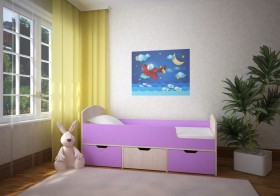 Кровать Малыш-мини Дуб молочный/Ирис в Нюрбе - nyurba.katalogmebeli.com | фото