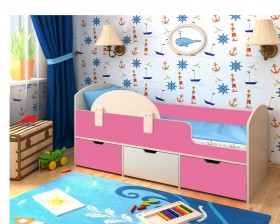 Кровать Малыш-мини Дуб молочный/Розовый в Нюрбе - nyurba.katalogmebeli.com | фото