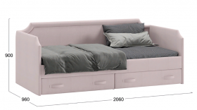 Кровать с мягкой обивкой и ящиками «Кантри» Тип 1 (900) (Велюр пудровый) в Нюрбе - nyurba.katalogmebeli.com | фото 2