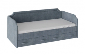 Кровать с мягкой обивкой и ящиками «Кантри» Тип 1 (900) (Замша синяя) в Нюрбе - nyurba.katalogmebeli.com | фото