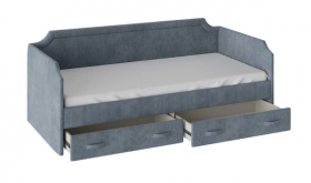 Кровать с мягкой обивкой и ящиками «Кантри» Тип 1 (900) (Замша синяя) в Нюрбе - nyurba.katalogmebeli.com | фото 2