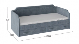 Кровать с мягкой обивкой и ящиками «Кантри» Тип 1 (900) (Замша синяя) в Нюрбе - nyurba.katalogmebeli.com | фото 3