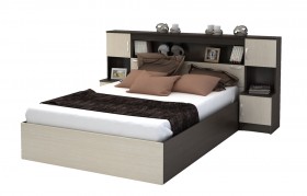Кровать с прикроватным блоком КР 552 Спальня Basya (венге/белфорт) в Нюрбе - nyurba.katalogmebeli.com | фото