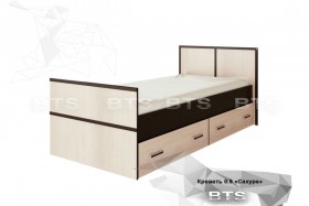 Кровать Сакура с настилом и ящиками 0,9 (Венге/Лоредо) в Нюрбе - nyurba.katalogmebeli.com | фото 1