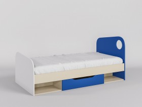 Кровать Скай 1950х950 (Синий/Белый/корпус Клен) в Нюрбе - nyurba.katalogmebeli.com | фото