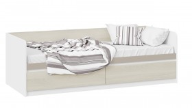 Кровать «Сканди» с 2 ящиками Дуб Гарден/Белый/Глиняный серый в Нюрбе - nyurba.katalogmebeli.com | фото 1