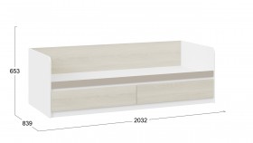 Кровать «Сканди» с 2 ящиками Дуб Гарден/Белый/Глиняный серый в Нюрбе - nyurba.katalogmebeli.com | фото 3