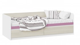 Кровать «Сканди» с 2 ящиками Дуб Гарден/Белый/Лиловый в Нюрбе - nyurba.katalogmebeli.com | фото