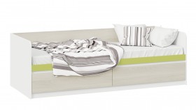 Кровать «Сканди» с 2 ящиками Дуб Гарден/Белый/Зеленый в Нюрбе - nyurba.katalogmebeli.com | фото