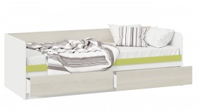 Кровать «Сканди» с 2 ящиками Дуб Гарден/Белый/Зеленый в Нюрбе - nyurba.katalogmebeli.com | фото 2