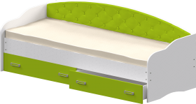 Кровать Софа-7 с мягкой спинкой (800х2000) Белый/Лайм в Нюрбе - nyurba.katalogmebeli.com | фото