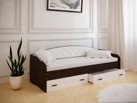Кровать Софа-7 с мягкой спинкой (800х2000) Венге/ Белый в Нюрбе - nyurba.katalogmebeli.com | фото