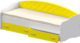 Кровать Софа-8 с мягкой спинкой (900х1900) Белый/Желтый в Нюрбе - nyurba.katalogmebeli.com | фото