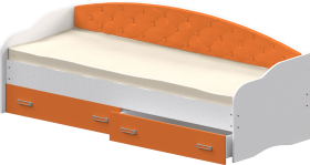 Кровать Софа-8 с мягкой спинкой (900х1900) Белый/Оранжевый в Нюрбе - nyurba.katalogmebeli.com | фото