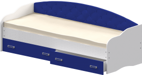 Кровать Софа-8 с мягкой спинкой (900х1900) Белый/Синий в Нюрбе - nyurba.katalogmebeli.com | фото