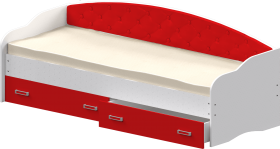Кровать Софа-8 с мягкой спинкой (900х2000) Белый/Красный в Нюрбе - nyurba.katalogmebeli.com | фото
