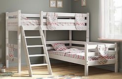 Кровать Соня вариант 8 угловая с наклонной лестницей Белый полупрозрачный в Нюрбе - nyurba.katalogmebeli.com | фото