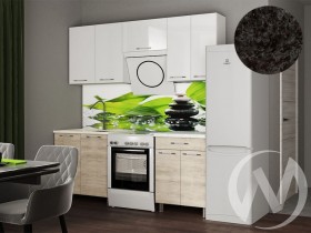 Кухня Нора 2.0м (корпус белый/белый, дуб шале светлый) 26мм кастилло темный в Нюрбе - nyurba.katalogmebeli.com | фото