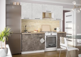 Кухонный гарнитур Нувель 2100мм белый/бетон коричневый в Нюрбе - nyurba.katalogmebeli.com | фото