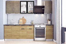 Кухонный гарнитур Стоун 2.0 (белый/камень темно-серый/акация светлая) в Нюрбе - nyurba.katalogmebeli.com | фото 1