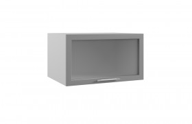 Квадро ГВПГС 800 шкаф верхний горизонтальный глубокий со стеклом высокий (Железо/корпус Серый) в Нюрбе - nyurba.katalogmebeli.com | фото