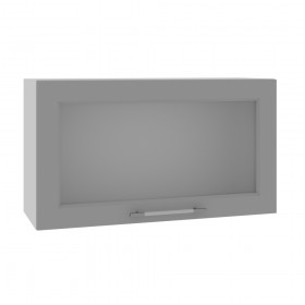 Квадро ВПГС 800 шкаф верхний горизонтальный со стеклом высокий (Железо/корпус Серый) в Нюрбе - nyurba.katalogmebeli.com | фото