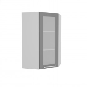 Квадро ВПУС 550 шкаф верхний угловой со стеклом высокий (Железо/корпус Серый) в Нюрбе - nyurba.katalogmebeli.com | фото
