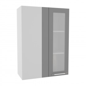 Квадро ВПУС 650 шкаф верхний угловой со стеклом высокий (Железо/корпус Серый) в Нюрбе - nyurba.katalogmebeli.com | фото