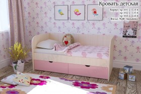 Мальвина Кровать детская 2 ящика 1.6 Розовыйй глянец в Нюрбе - nyurba.katalogmebeli.com | фото