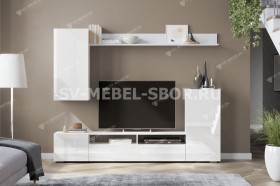 Мебель для гостиной МГС 4 (Белый/Белый глянец) в Нюрбе - nyurba.katalogmebeli.com | фото 1