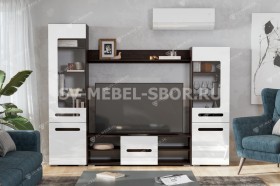 Мебель для гостиной МГС 6 (Исполнение 1/Венге/Белый глянец) в Нюрбе - nyurba.katalogmebeli.com | фото 1