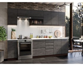 Модульная кухня Бруклин 2,8 м (Бетон черный/Венге) в Нюрбе - nyurba.katalogmebeli.com | фото