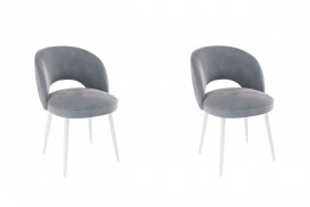 Набор стульев Моли 2 шт (серый велюр/белый) в Нюрбе - nyurba.katalogmebeli.com | фото