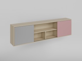 Полка между шкафами 1660 Грэйси (Розовый/Серый/корпус Клен) в Нюрбе - nyurba.katalogmebeli.com | фото