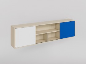 Полка между шкафами 1660 Скай (Синий/Белый/корпус Клен) в Нюрбе - nyurba.katalogmebeli.com | фото