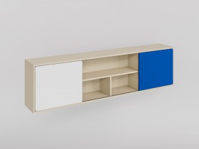 Полка между шкафами 1660 Скай люкс (Синий/Белый/корпус Клен) в Нюрбе - nyurba.katalogmebeli.com | фото