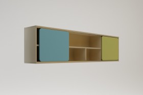 Полка между шкафами 1660 Смайли (Голубой/Зеленый/корпус Клен) в Нюрбе - nyurba.katalogmebeli.com | фото