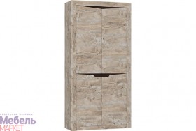 Шкаф 2-х створчатый комбинированный Хилтон (Дуб юкон/Гранж) в Нюрбе - nyurba.katalogmebeli.com | фото