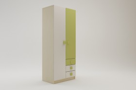 Шкаф 2-х створчатый с ящиками Эппл (Зеленый/Белый/корпус Клен) в Нюрбе - nyurba.katalogmebeli.com | фото 2