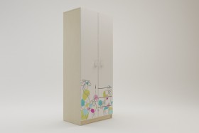 Шкаф 2-х створчатый с ящиками Флёр (Белый/корпус Клен) в Нюрбе - nyurba.katalogmebeli.com | фото