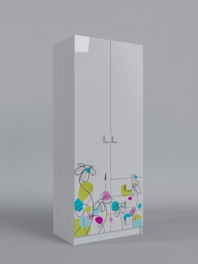 Шкаф 2-х створчатый с ящиками Флёр (Белый/корпус Выбеленное дерево) в Нюрбе - nyurba.katalogmebeli.com | фото