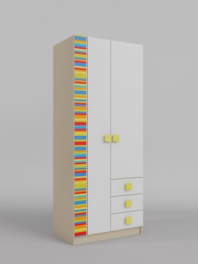 Шкаф 2-х створчатый с ящиками Клаксон без машинок (Белый/корпус Клен) в Нюрбе - nyurba.katalogmebeli.com | фото