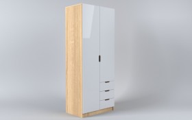 Шкаф 2-х створчатый с ящиками Лофт (Белый/корпус Дуб Сонома) в Нюрбе - nyurba.katalogmebeli.com | фото
